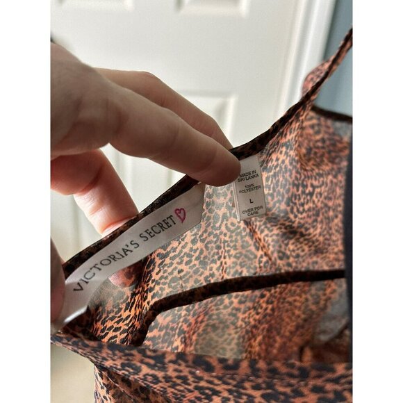 VTG Victoria's Secret Women's Large Y2K 90s Leopard Semi-Sheer Babydoll Top - Picture 5 of 11